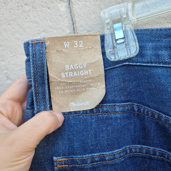 Madewell | Baggy Straight Jeans in Dark Worn Indigo Wash NEW Size 32 Style NH643 - Picture 9 of 13